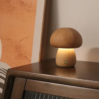 Lampe Champignon Bois Clair Mini